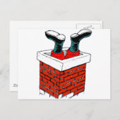 サンタクロースが煙突に詰まった シーズンポストカード (正面/裏面)