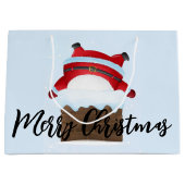 サンタクロースが煙突に詰まった ラージペーパーバッグ (正面)