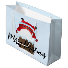 サンタクロースが煙突に詰まった ラージペーパーバッグ