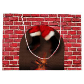 サンタクロースが煙突のクリスマスにおもしろい留まる ラージペーパーバッグ (裏面)