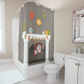 サンタクロースが煙突のシャワーカーテンを降りる シャワーカーテン (インサイチュ)