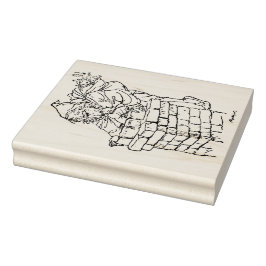 サンタクロースが煙突を降りていった ラバースタンプ