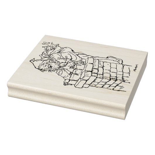 サンタクロースが煙突を降りていった ラバースタンプ (スタンプ)