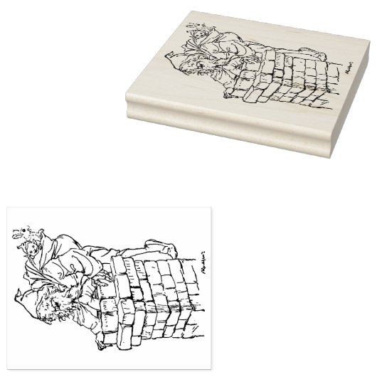 サンタクロースが煙突を降りていった ラバースタンプ (押印)