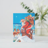 サンタクロースが煙突を降りる シーズンポストカード (スタンド正面)