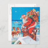 サンタクロースが煙突を降りる シーズンポストカード (正面/裏面)