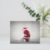 サンタクロースが自転車に乗る シーズンポストカード (スタンド正面)
