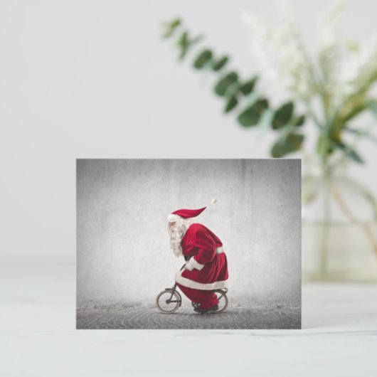 サンタクロースが自転車に乗る シーズンポストカード (スタンド正面)