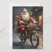 サンタクロースが自転車のクリスマスに乗る シーズンカード (正面)