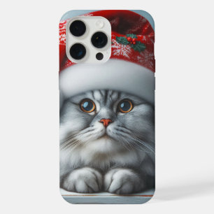 サンタクロースが街にやってくる - 祝祭的な子猫 iPhone 15 PRO MAXケース