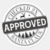 サンタクロースが認めた ブラック＆ホワイト クリスマス ラウンドシール (正面)