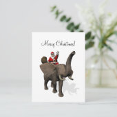 サンタクロースが象に乗る シーズンポストカード (スタンド正面)