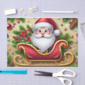 サンタクロースが赤いそりに乗る 薄葉紙 (クラフト)
