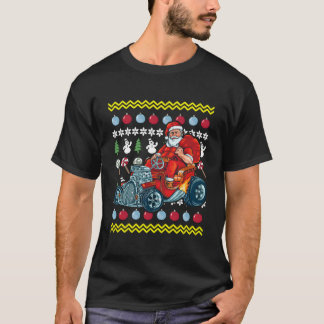 サンタクロースが運転するホットロッドの変わった車 Tシャツ