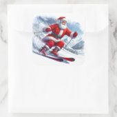 サンタクロースが雪の多い山を滑り降りる スクエアシール (バッグ)