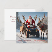 サンタクロースが4輪バイクに乗っている シーズンカード (正面/裏面)