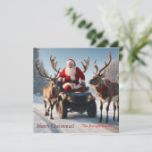 サンタクロースが4輪バイクに乗っている シーズンカード (スタンド正面)