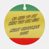 サンタクロースがBMWのオートバイのソリに乗る メタルオーナメント (裏面)