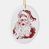 サンタクロースすてきインレッドおもしろいレトロメリークリスマス セラミックオーナメント (右)