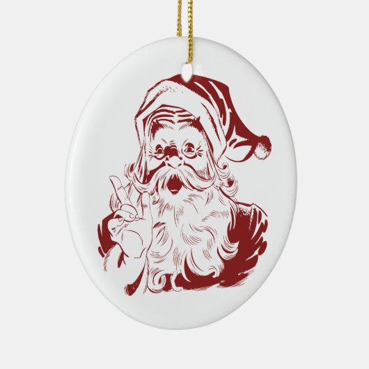 サンタクロースすてきインレッドおもしろいレトロメリークリスマス セラミックオーナメント (右)