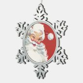 サンタクロースすてきウィンキング スノーフレークピューターオーナメント (右)