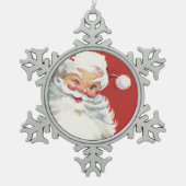 サンタクロースすてきウィンキング スノーフレークピューターオーナメント (正面)