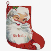サンタクロースすてきウィンキング ラージクリスマスストッキング (正面)