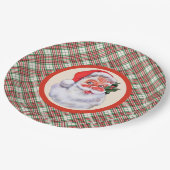 サンタクロースすてきクリスマスプレイドパーティー ペーパープレート (アングル)