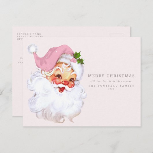 サンタクロースすてきレトロホリデーハガキ シーズンポストカード (正面/裏面)