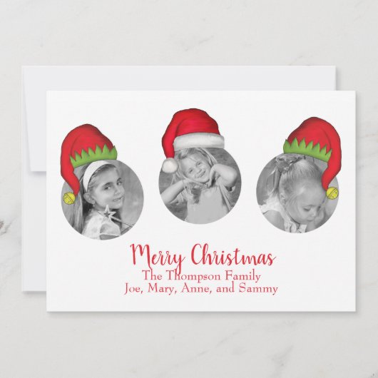 サンタクロースすてき小妖精や小人お洒落北極3写真 シーズンカード (正面)