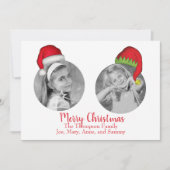 サンタクロースすてき小妖精や小人クリスマスフォトカード2枚の写真 シーズンカード (正面)