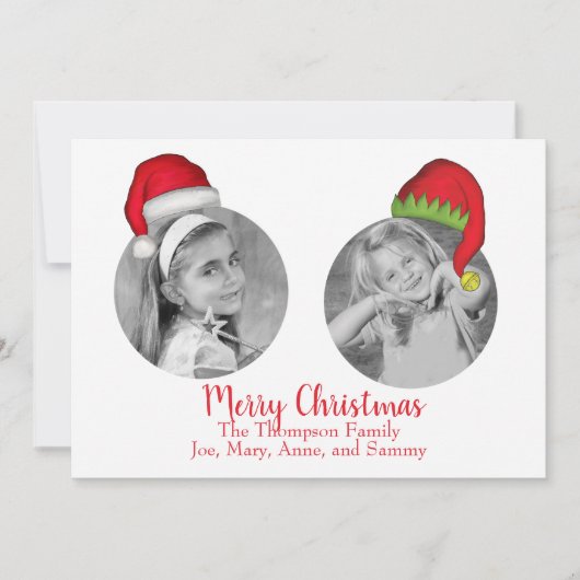 サンタクロースすてき小妖精や小人クリスマスフォトカード2枚の写真 シーズンカード (正面)