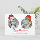 サンタクロースすてき小妖精や小人クリスマスフォトカード2枚の写真 シーズンカード (スタンド正面)