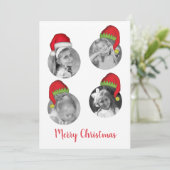 サンタクロースすてき小妖精や小人クリスマスフォトカード4写真 シーズンカード (スタンド正面)