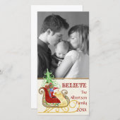 サンタクロースそりのクリスマスフォトカード シーズンカード (正面/裏面)