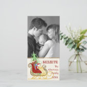 サンタクロースそりのクリスマスフォトカード シーズンカード (スタンド正面)