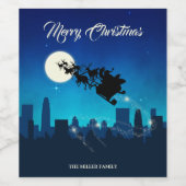 サンタクロースそりのクリスマス ワインラベル (シングルラベル)