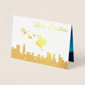 サンタクロースそりのクリスマス 箔カード (正面)