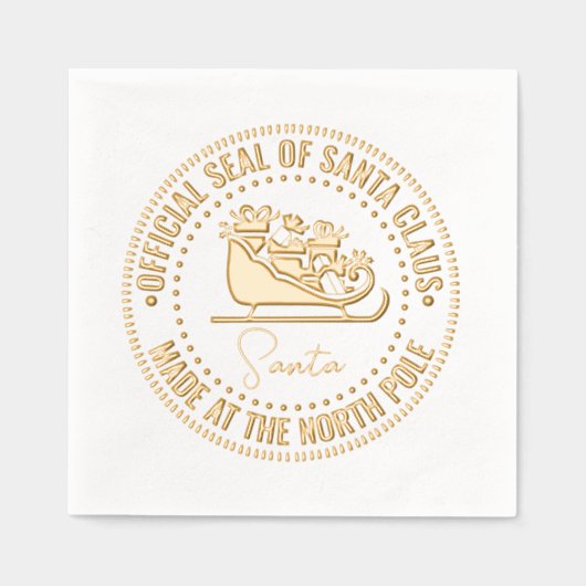 サンタクロースそりは「公式シール」で北極を作った 箔ナプキン (正面)