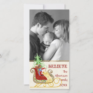 サンタクロースそりクリスマスの写真フォトカード シーズンカード