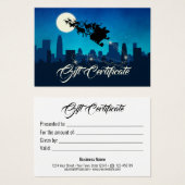 サンタクロースそりクリスマスプレゼント証明書カード (正面&裏面)