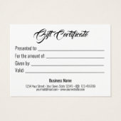 サンタクロースそりクリスマスプレゼント証明書カード (裏面)