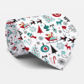 サンタクロースそりトナカイ松の木アートパターン ネクタイ (ロール)