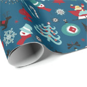 サンタクロースそりトナカイ松の木アートパターン ラッピングペーパー (ロールコーナー)