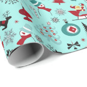 サンタクロースそりトナカイ松の木アートパターン ラッピングペーパー (ロールコーナー)