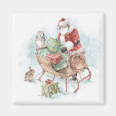 サンタクロースといそのある森の動物 マグネット (正面)