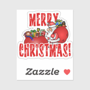 サンタクロースとおもちゃバッグクリスマス シール