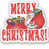 サンタクロースとおもちゃバッグクリスマス シール (正面)