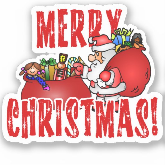 サンタクロースとおもちゃバッグクリスマス シール (正面)