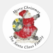 サンタクロースとおもちゃバッグクリスマス ラウンドシール (正面)